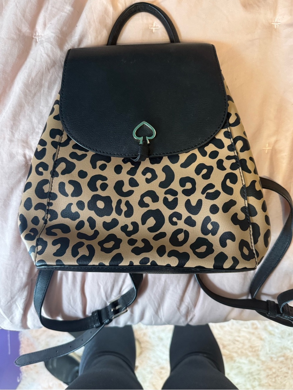 kate spade Leopard-Print Backpack with Black Trim